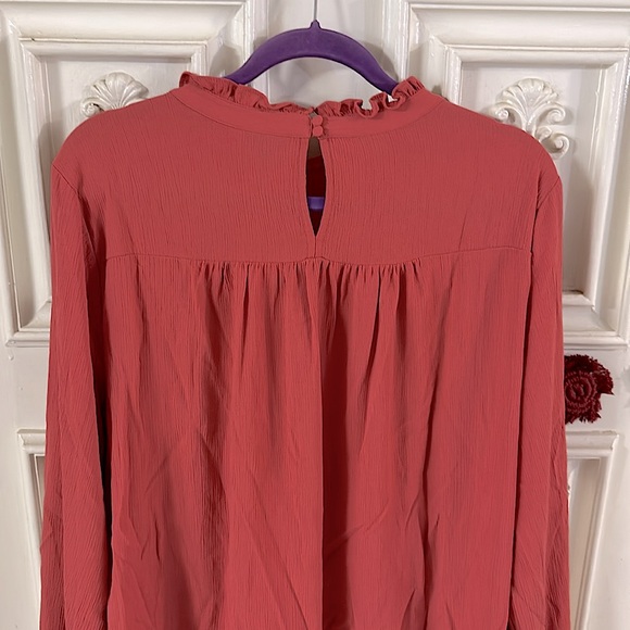 Sweet Bohemian Torrid Floral Embroidery Long-Sleeved Breezy Ruffled Neck Blouse - Picture 4 of 16